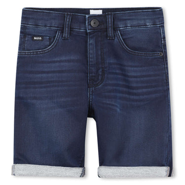 BOSS short para niño y adolescente de mezclillacolor azul marino